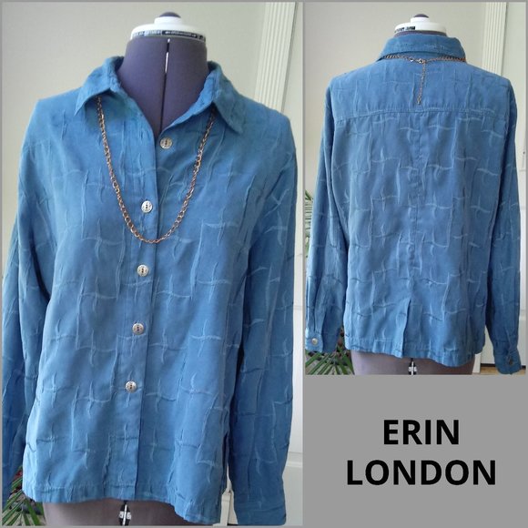 Erin London Faux Suede Button Down Blouse - Picture 1 of 12